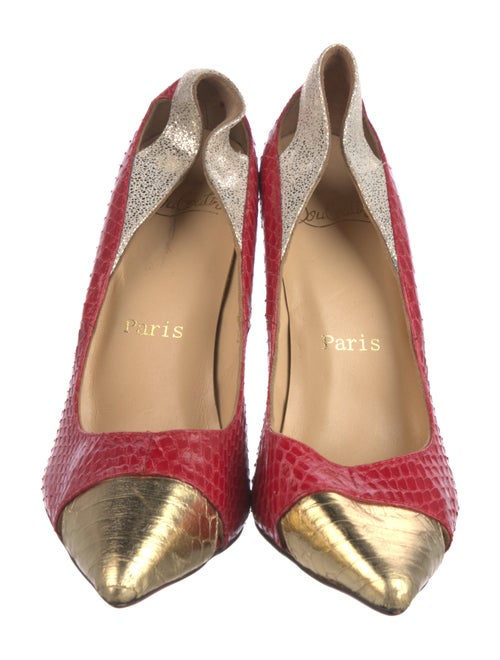 Christian Louboutin Snakeskin Colorblock Pattern Pumps