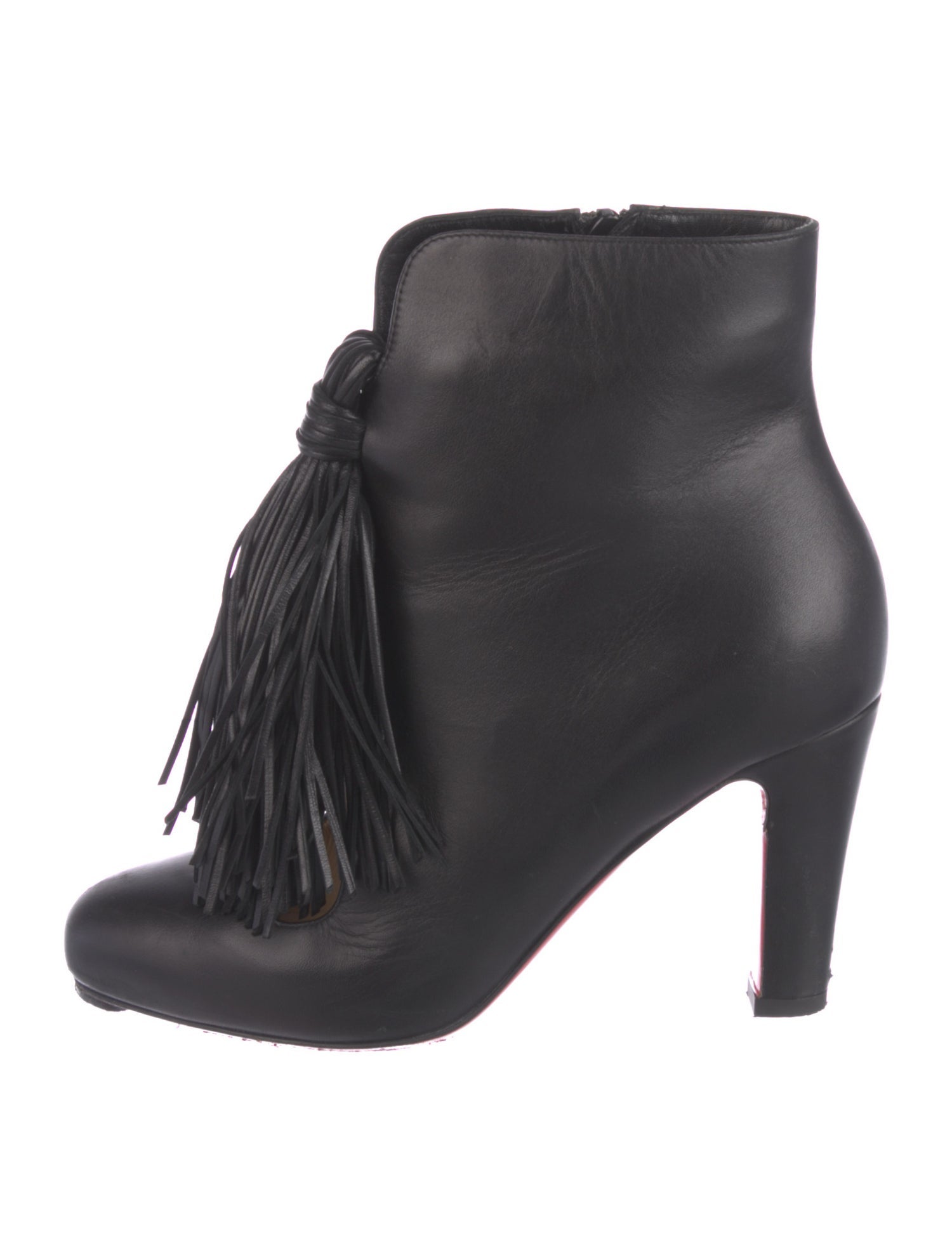 Christian Louboutin Leather Tassel Accents Lace-Up Boots