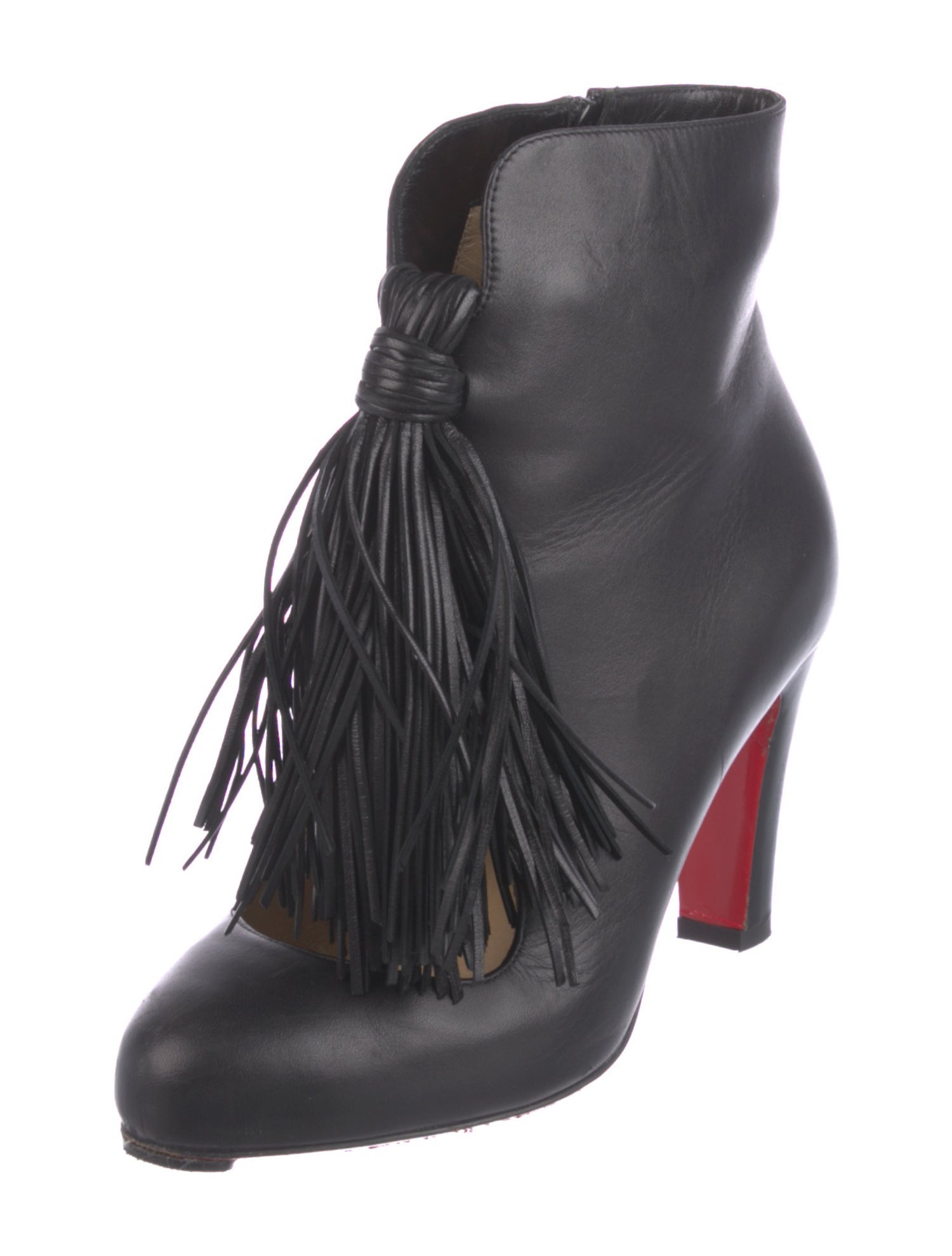 Christian Louboutin Leather Tassel Accents Lace-Up Boots