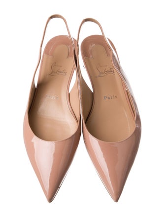Christian Louboutin Patent Leather Scalloped Accent Slingback Flats
