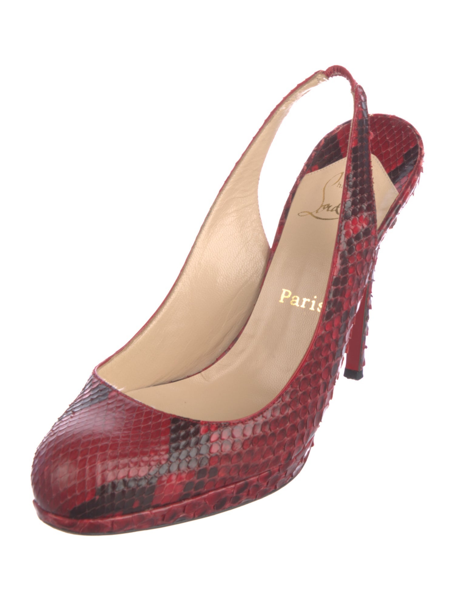 Christian Louboutin Python Animal Print Slingback Pumps