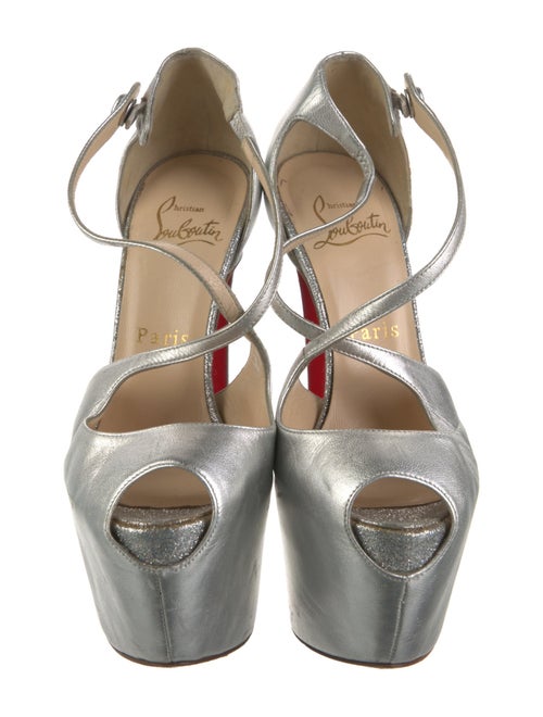 Christian Louboutin Leather Glitter Accents D'Orsay Pumps