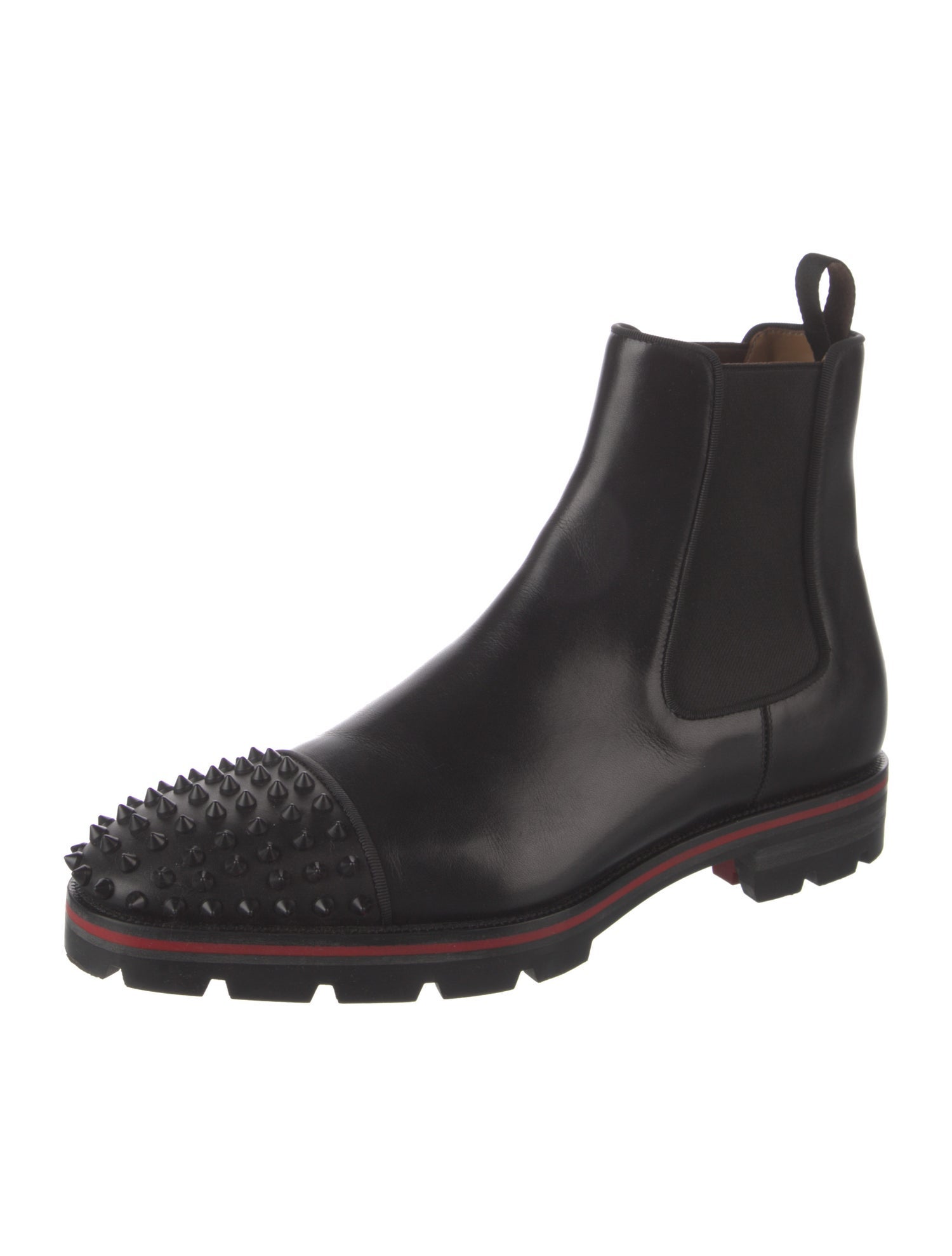 Christian Louboutin Spike Accents Leather Chelsea Boots