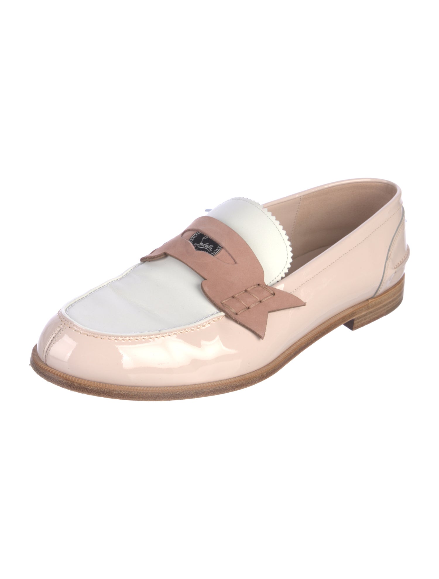 Christian Louboutin Patent Leather Colorblock Pattern Loafers