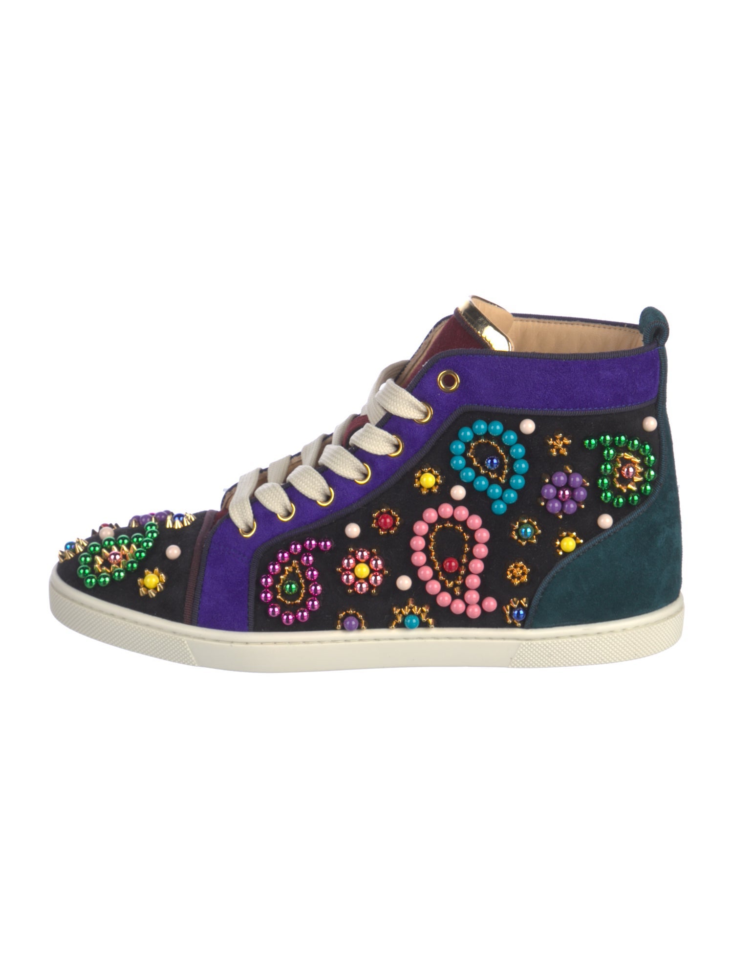 Christian Louboutin Spike Accents Suede Sneakers