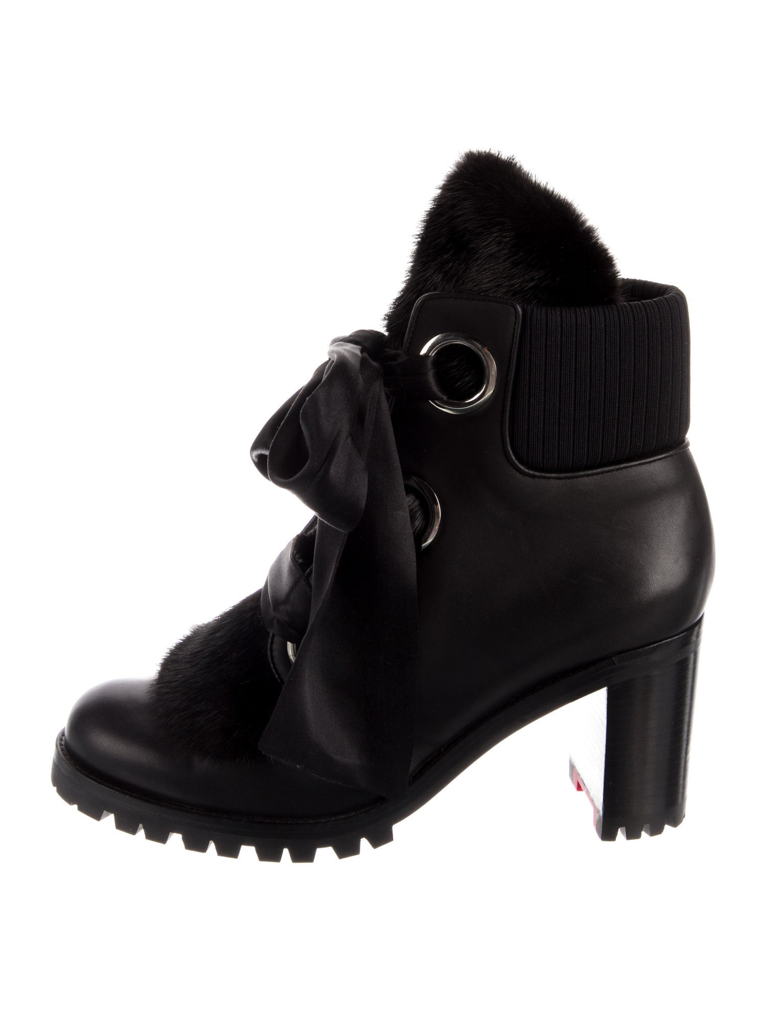 Christian Louboutin Leather Printed Combat Boots