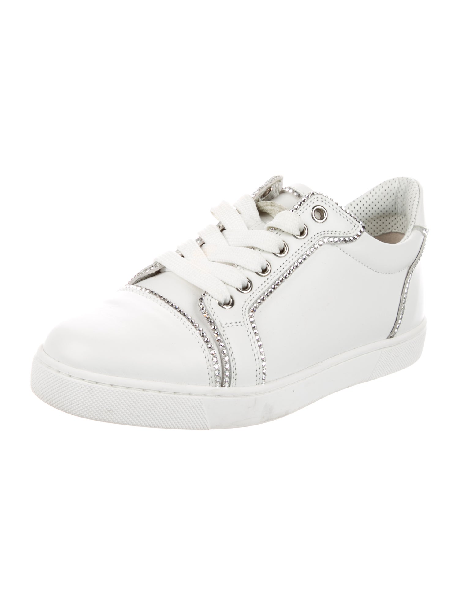 Christian Louboutin Leather Crystal Embellishments Sneakers