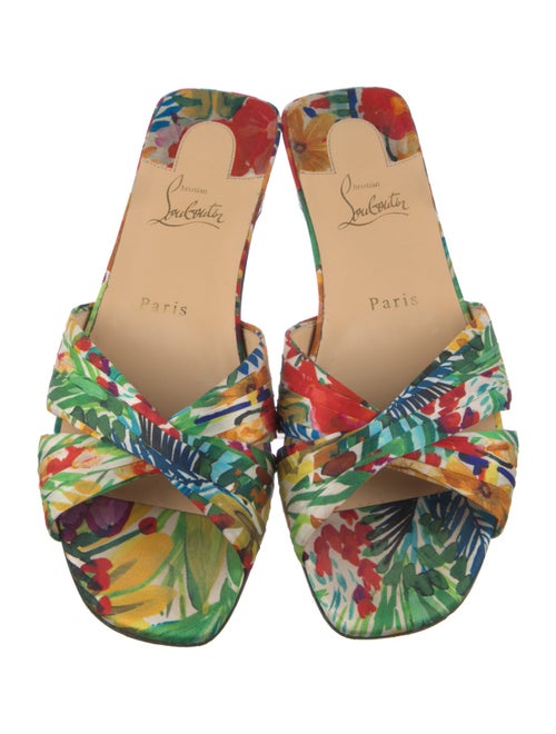 Christian Louboutin Printed Pleated Accents Slides