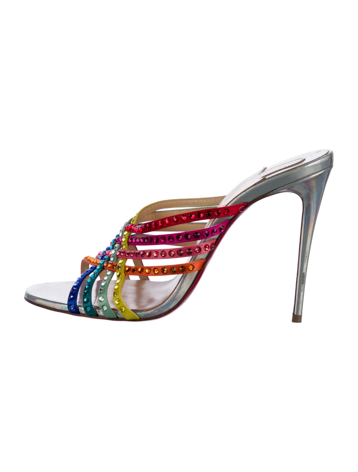 Christian Louboutin Satin Colorblock Pattern Mules