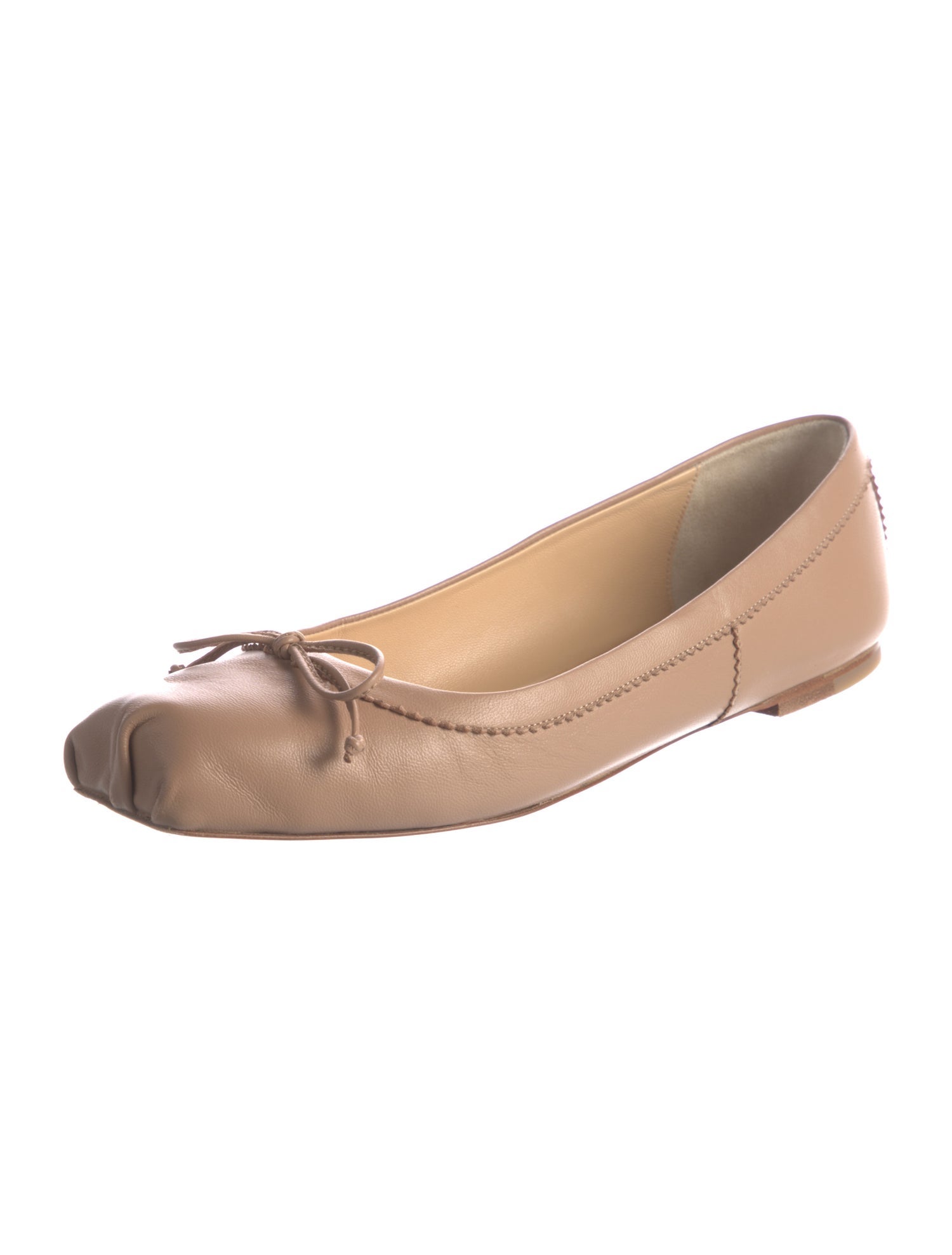 Christian Louboutin Leather Bow Accents Ballet Flats