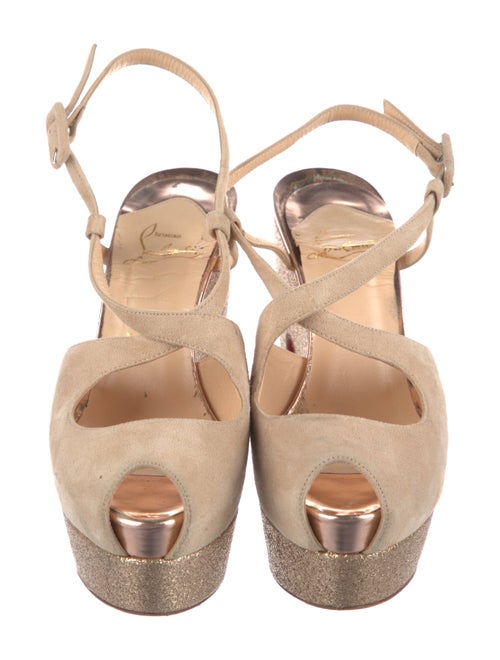 Christian Louboutin Suede Glitter Accents Slingback Pumps