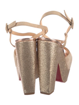 Christian Louboutin Suede Glitter Accents Slingback Pumps