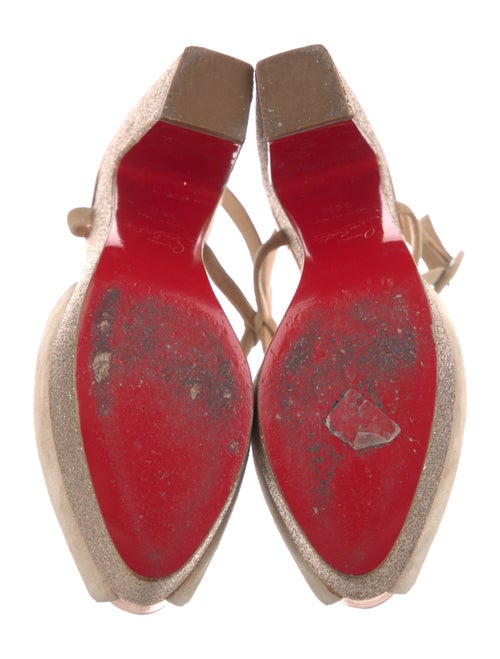 Christian Louboutin Suede Glitter Accents Slingback Pumps
