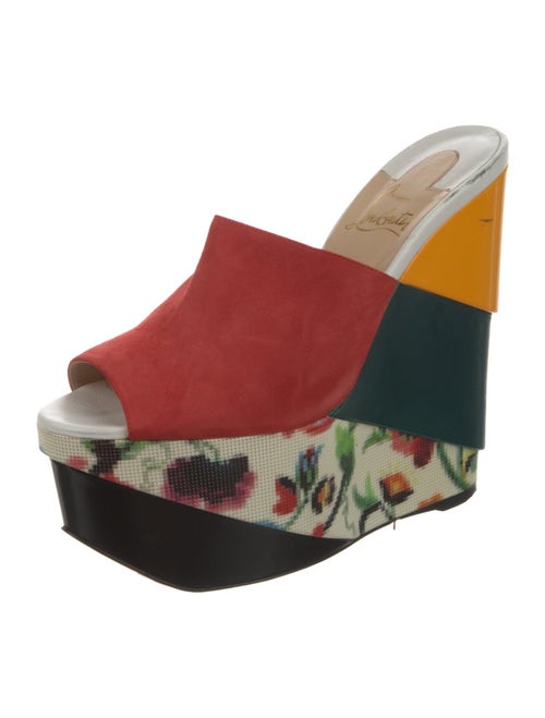 Christian Louboutin Suede Floral Print Slides
