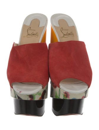 Christian Louboutin Suede Floral Print Slides