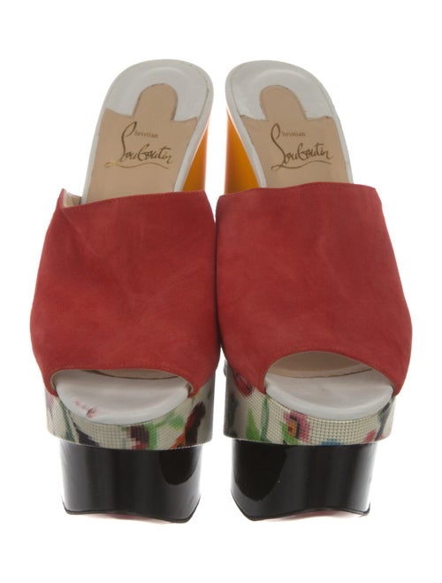 Christian Louboutin Suede Floral Print Slides