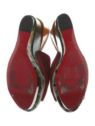 Christian Louboutin Suede Floral Print Slides