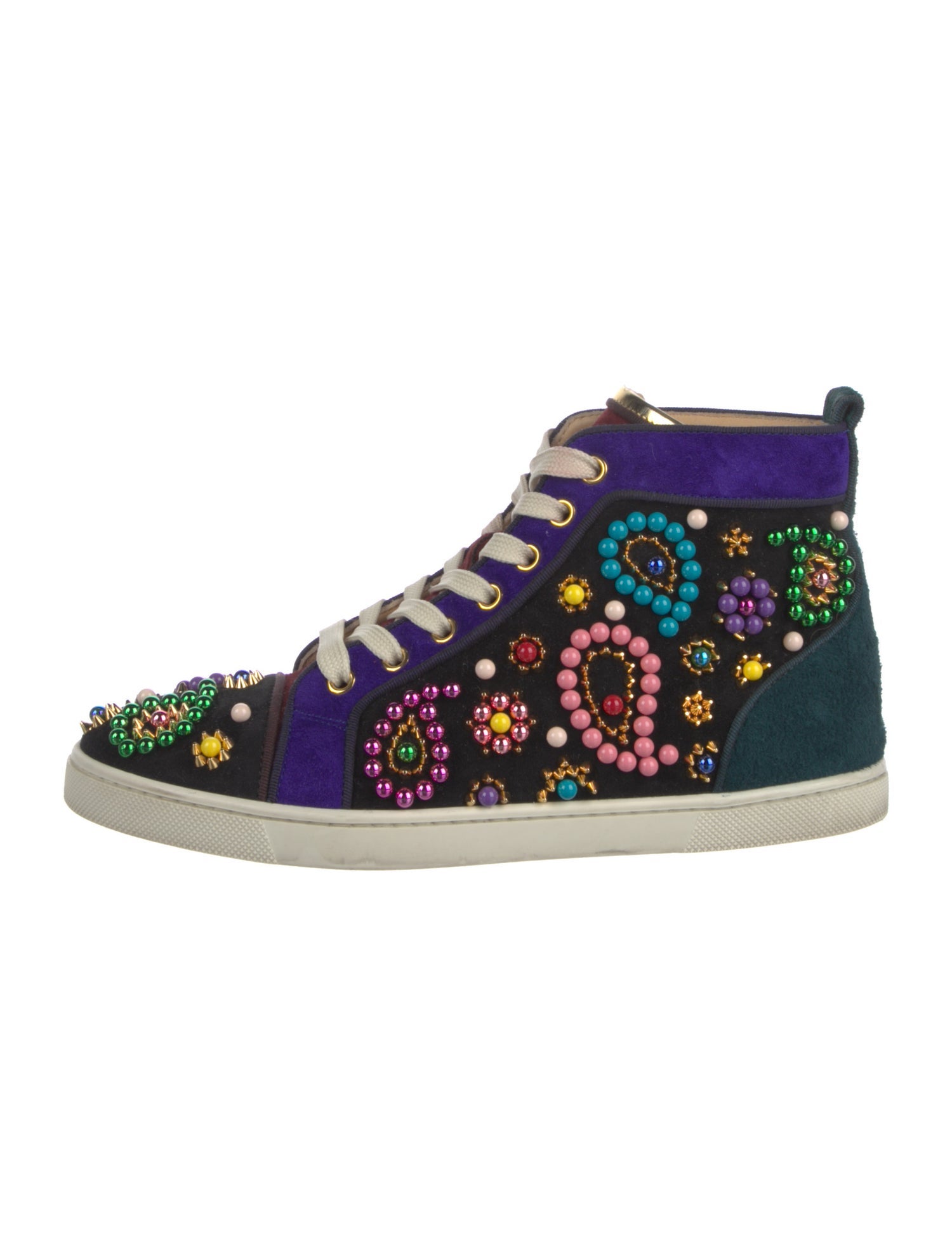 Christian Louboutin Spike Accents Suede Sneakers