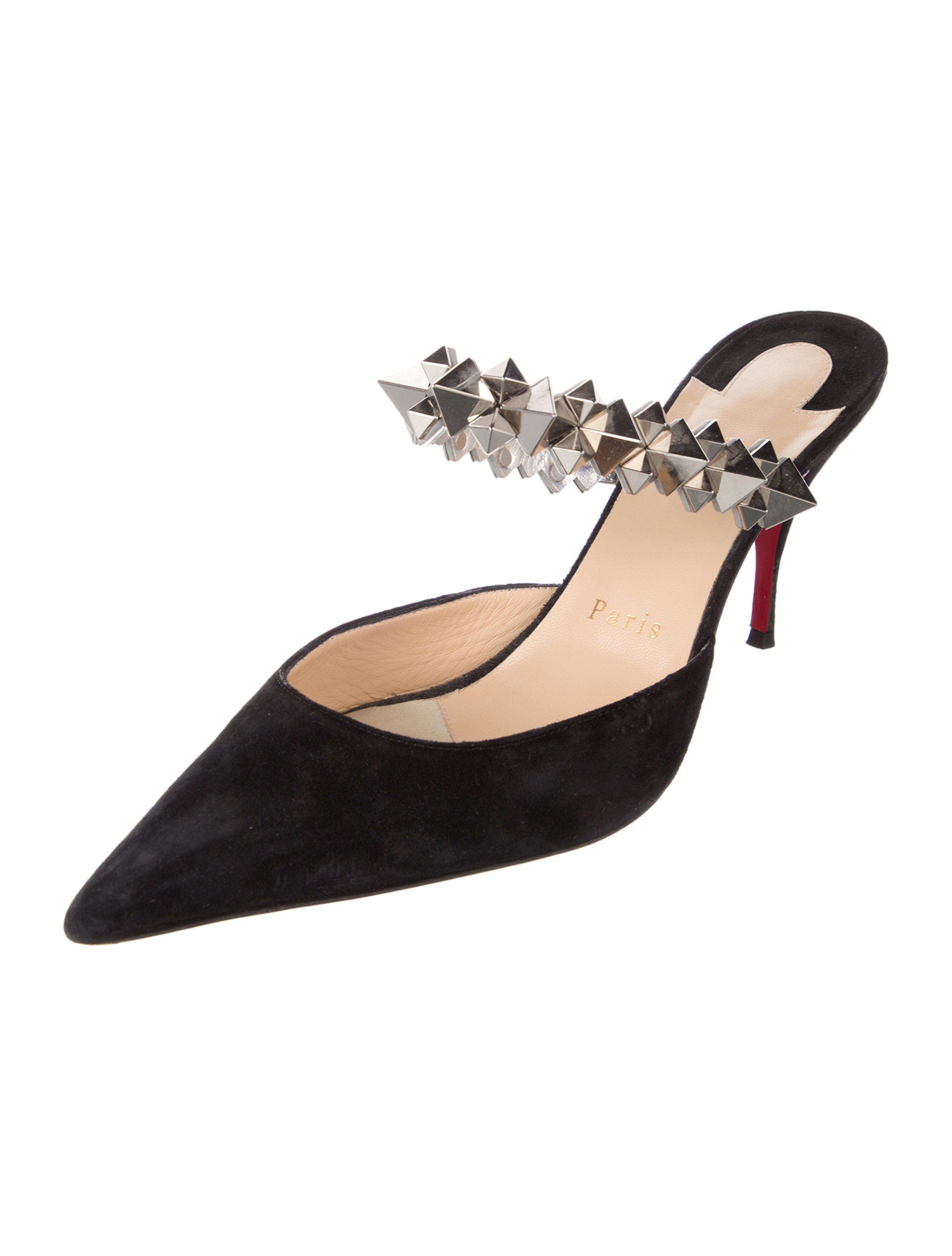 Christian Louboutin Spike Accents Suede Mules