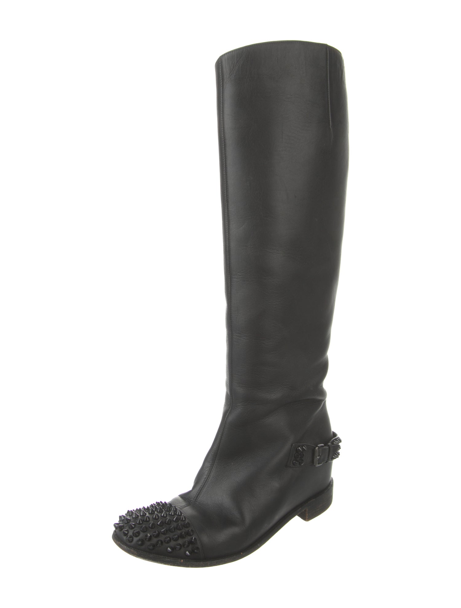 Christian Louboutin Leather Studded Accents Riding Boots