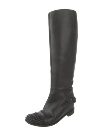 Christian Louboutin Leather Studded Accents Riding Boots