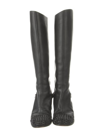 Christian Louboutin Leather Studded Accents Riding Boots