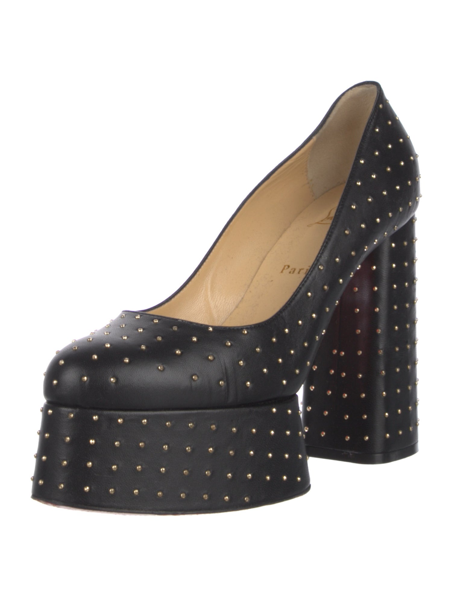Christian Louboutin Leather Studded Accents Pumps