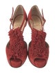 Christian Louboutin Suede Fringe Trim Accent T-Strap Pumps
