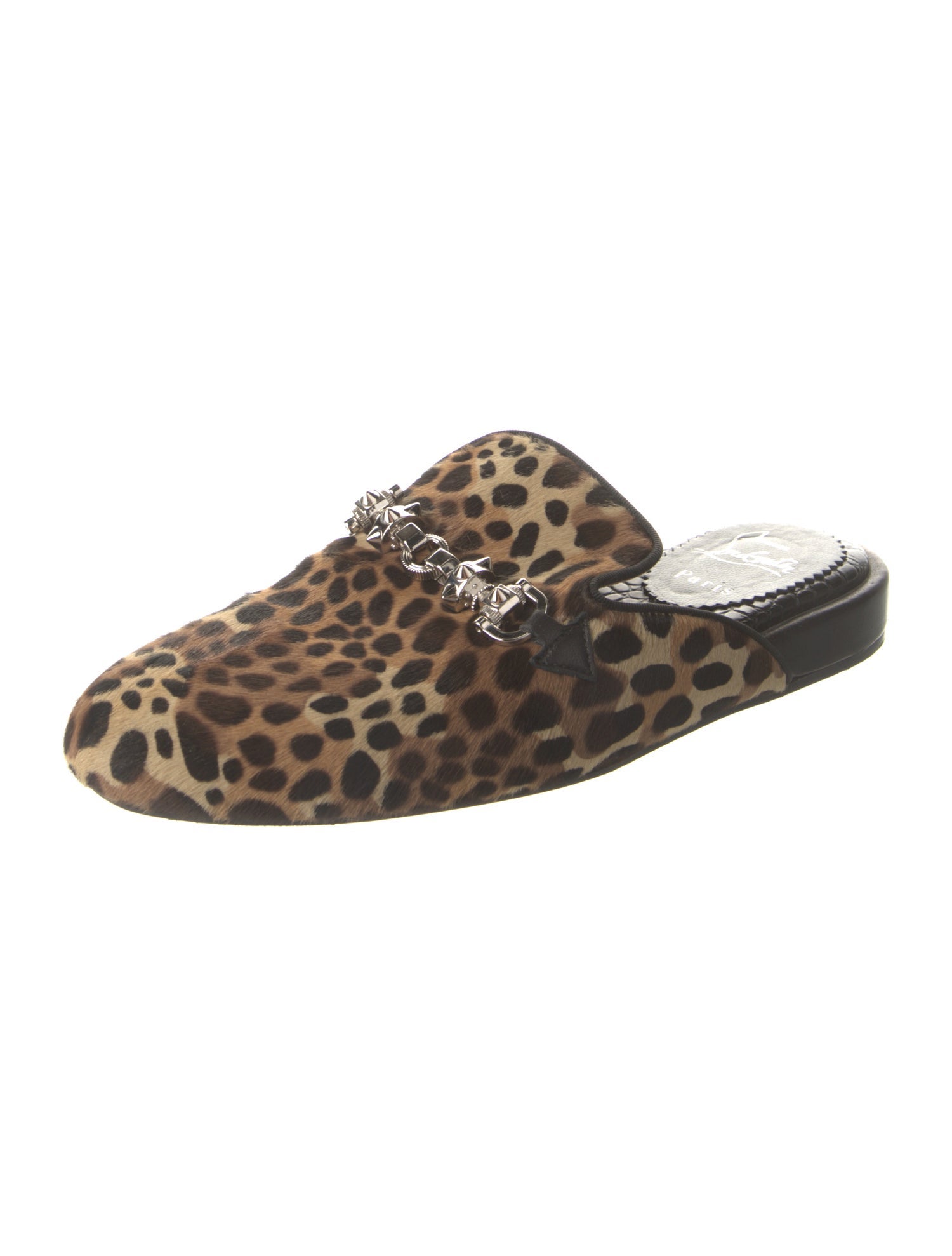 Christian Louboutin Spike Accents Ponyhair Mules