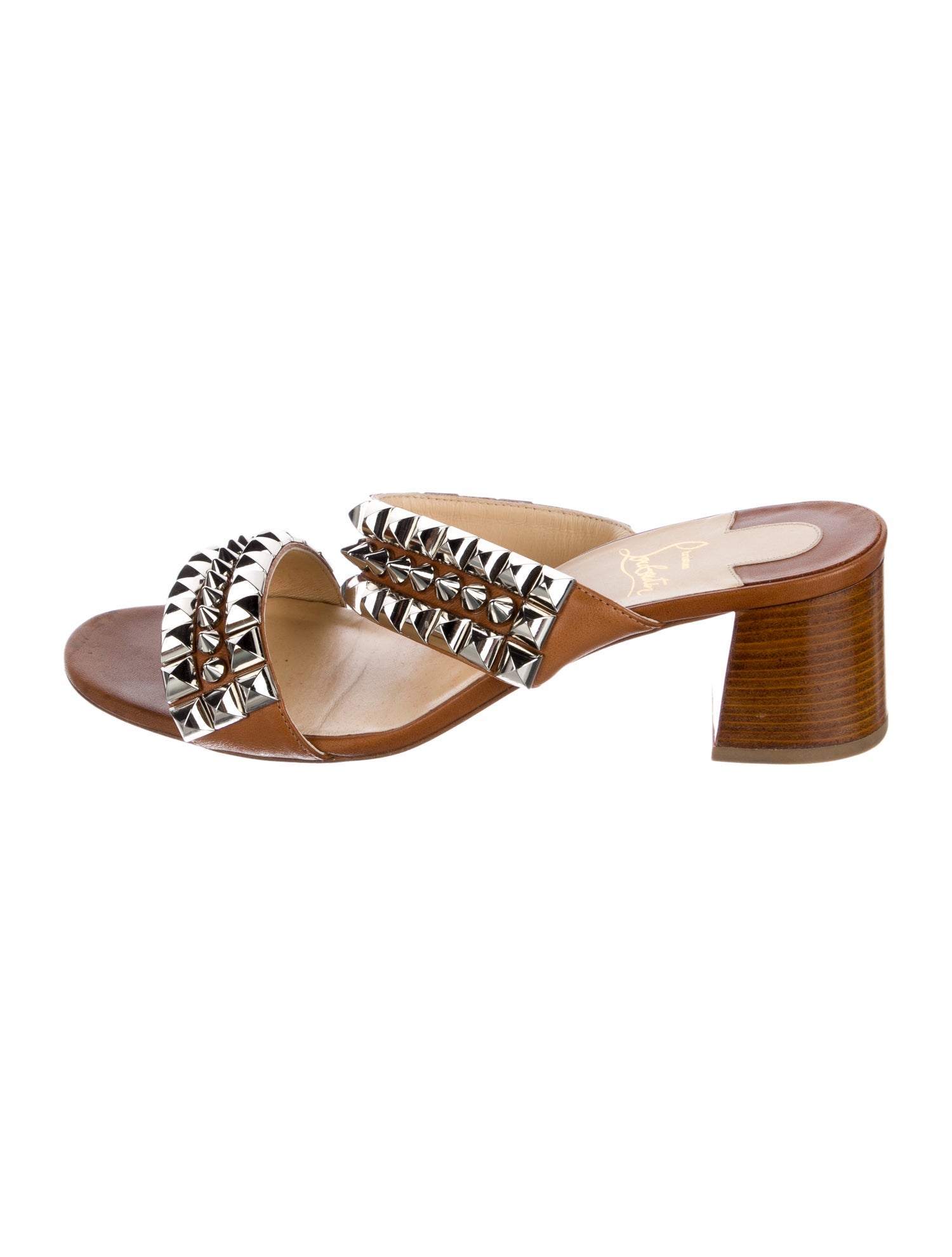 Christian Louboutin Spike Accents Leather Slides