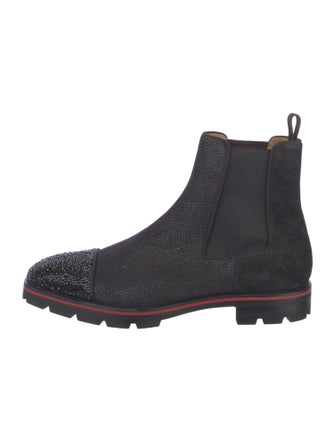 Christian Louboutin Suede Crystal Embellishments Chelsea Boots