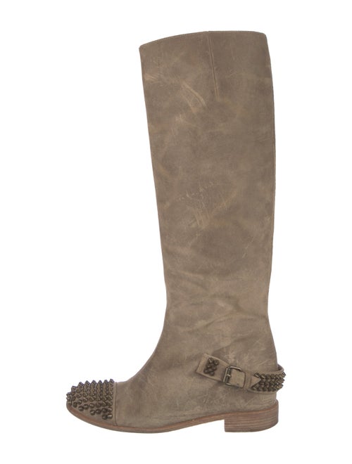 Christian Louboutin Spike Accents Suede Riding Boots