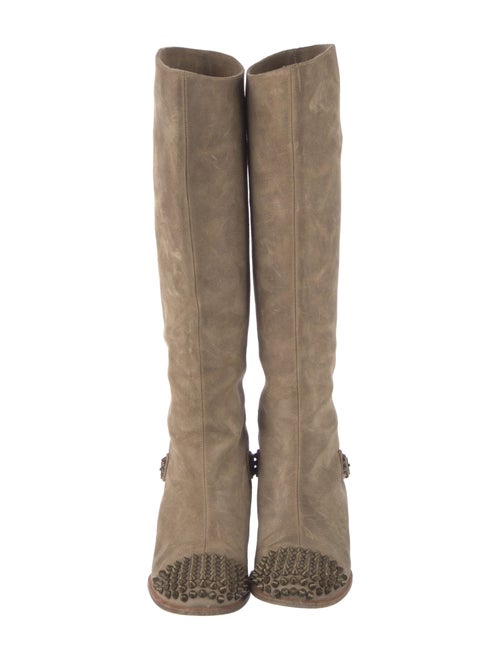 Christian Louboutin Spike Accents Suede Riding Boots