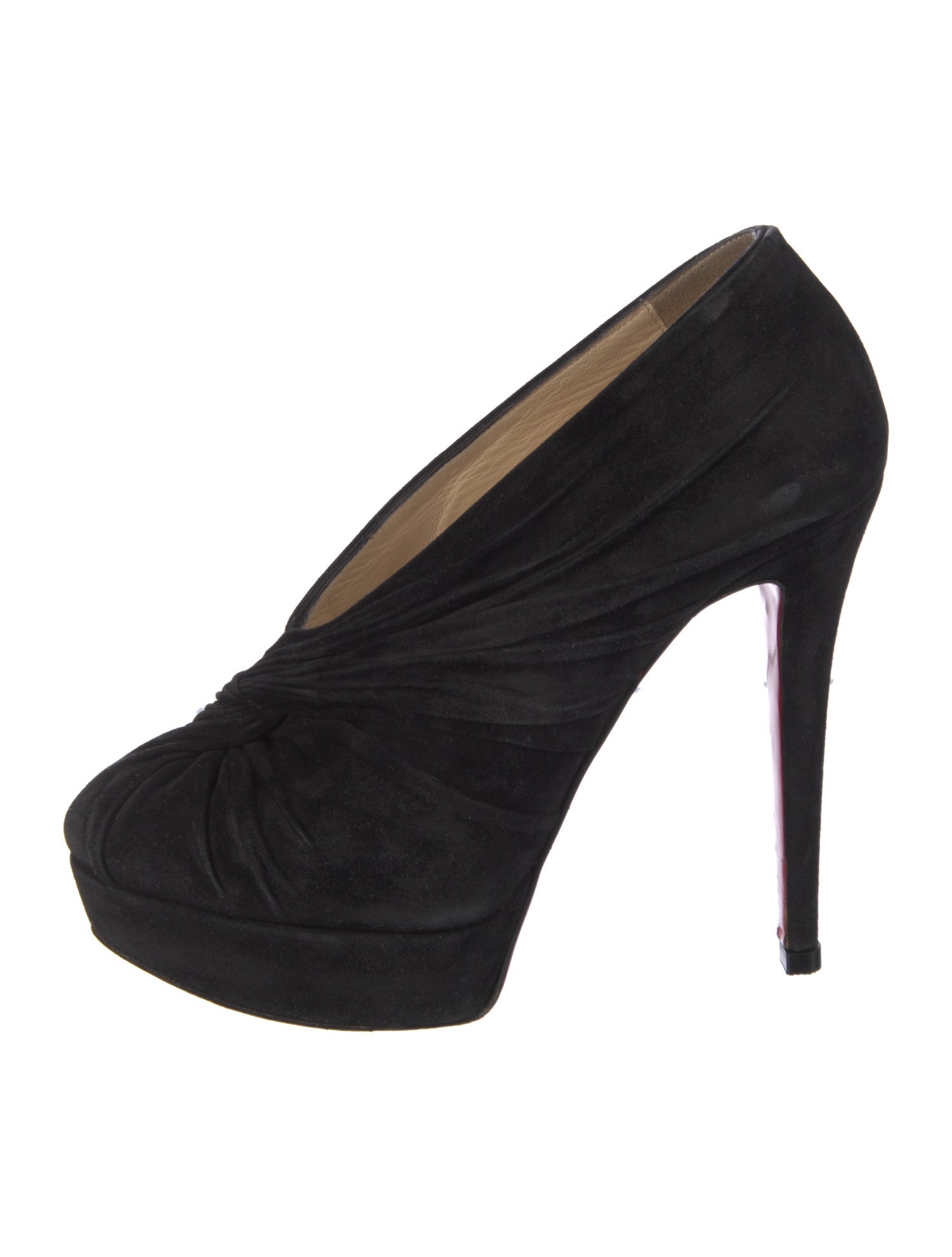 Christian Louboutin Suede Pleated Accents Pumps