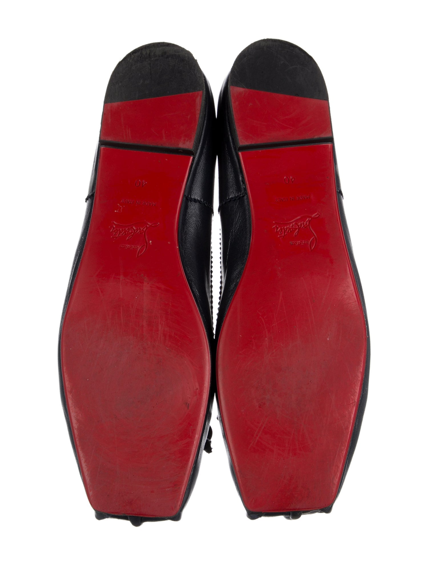 Christian Louboutin Leather Bow Accents Ballet Flats