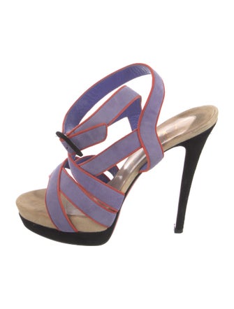 Christian Louboutin Suede Striped Slingback Sandals