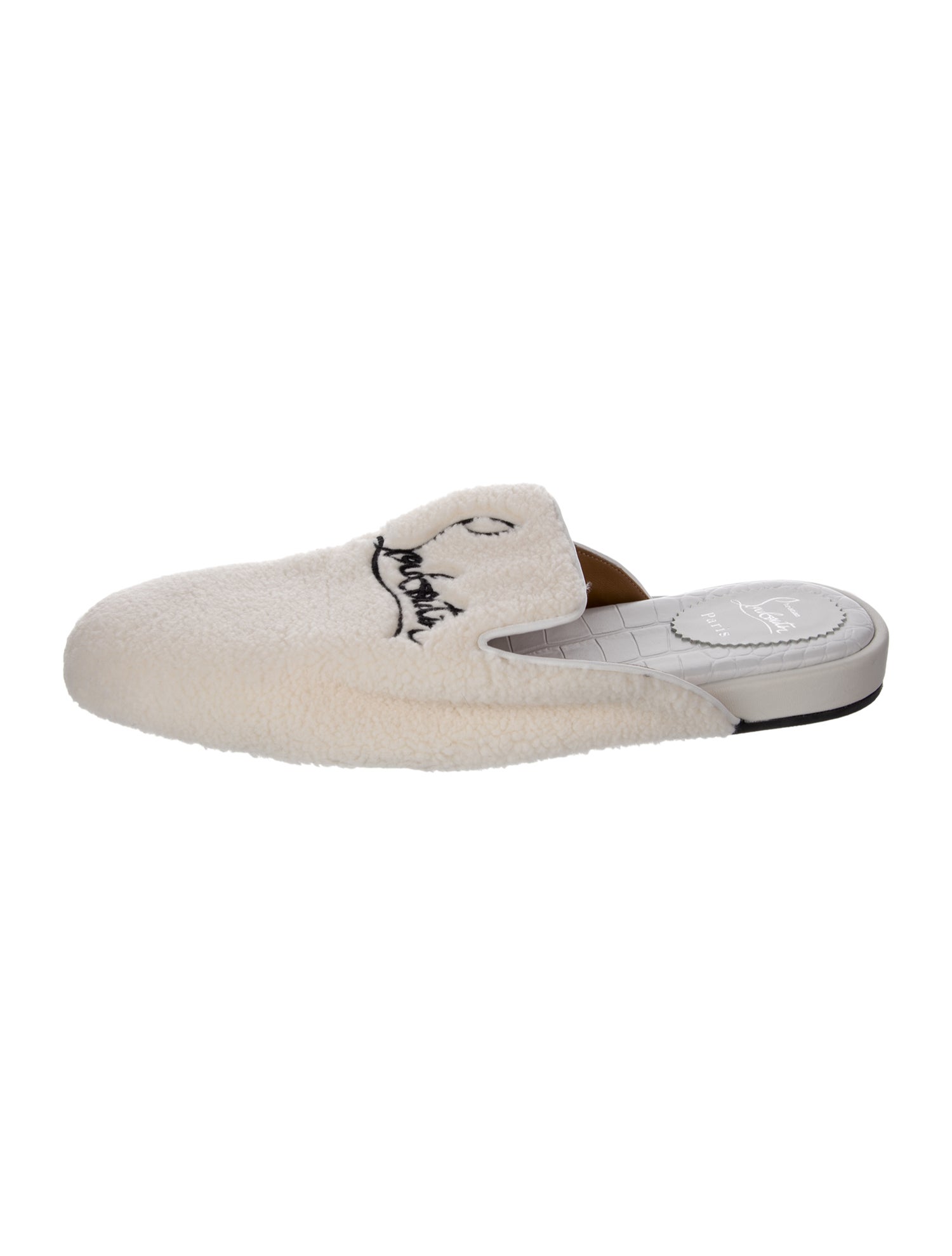 Christian Louboutin Shearling Graphic Print Slippers