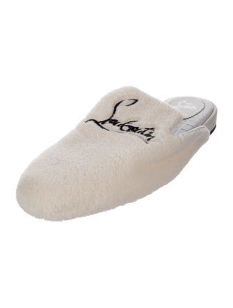 Christian Louboutin Shearling Graphic Print Slippers