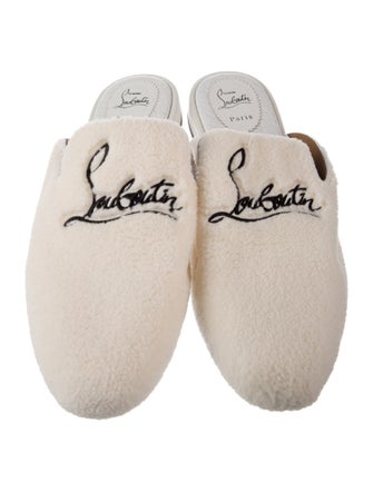 Christian Louboutin Shearling Graphic Print Slippers