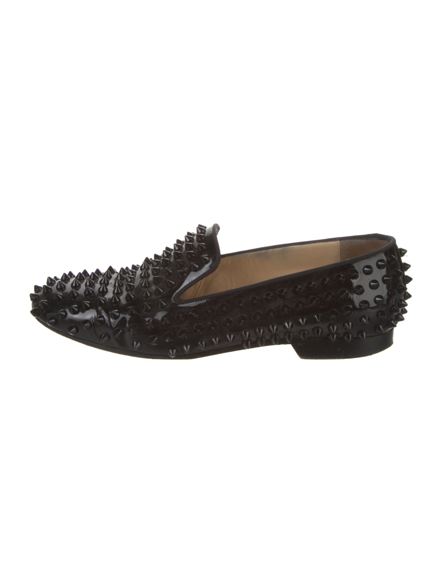 Christian Louboutin Spike Accents Patent Leather Loafers