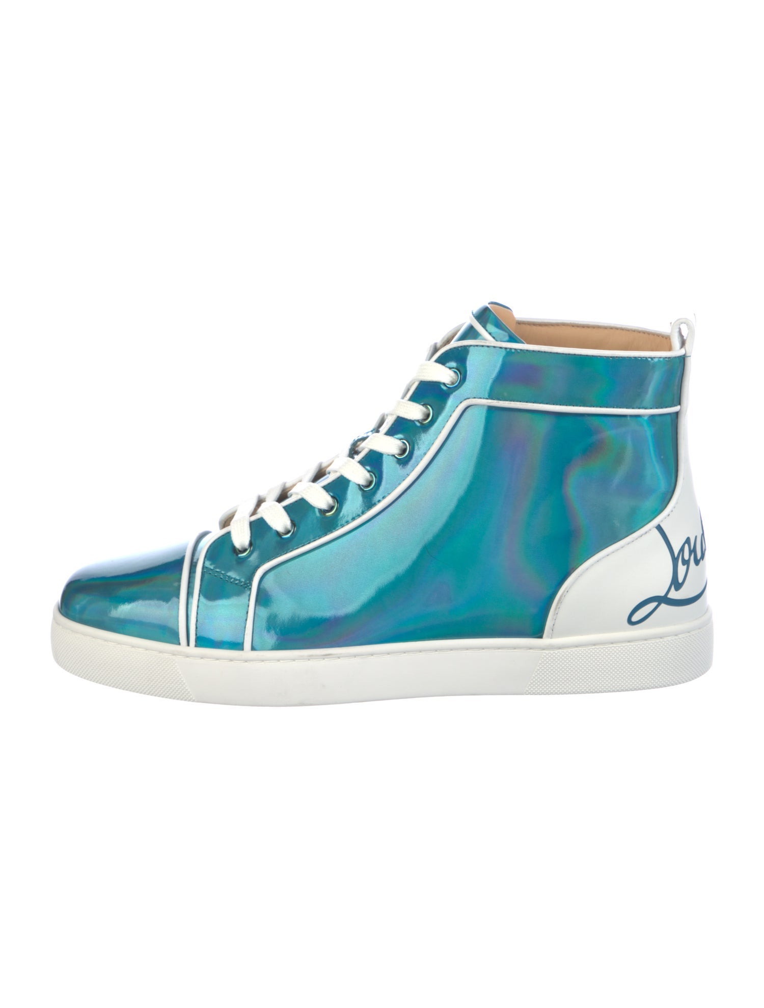 Christian Louboutin Patent Leather Colorblock Pattern Sneakers