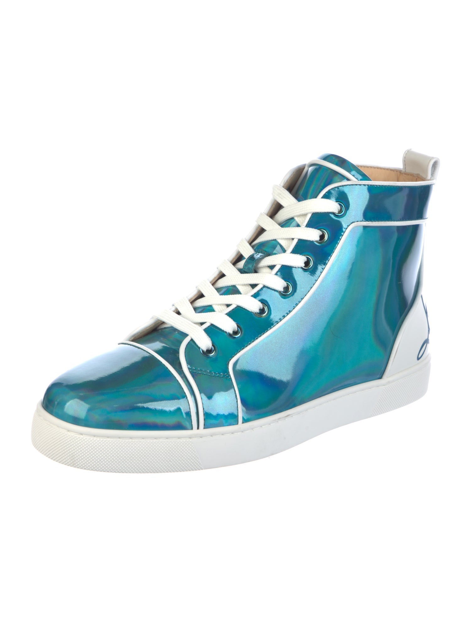 Christian Louboutin Patent Leather Colorblock Pattern Sneakers