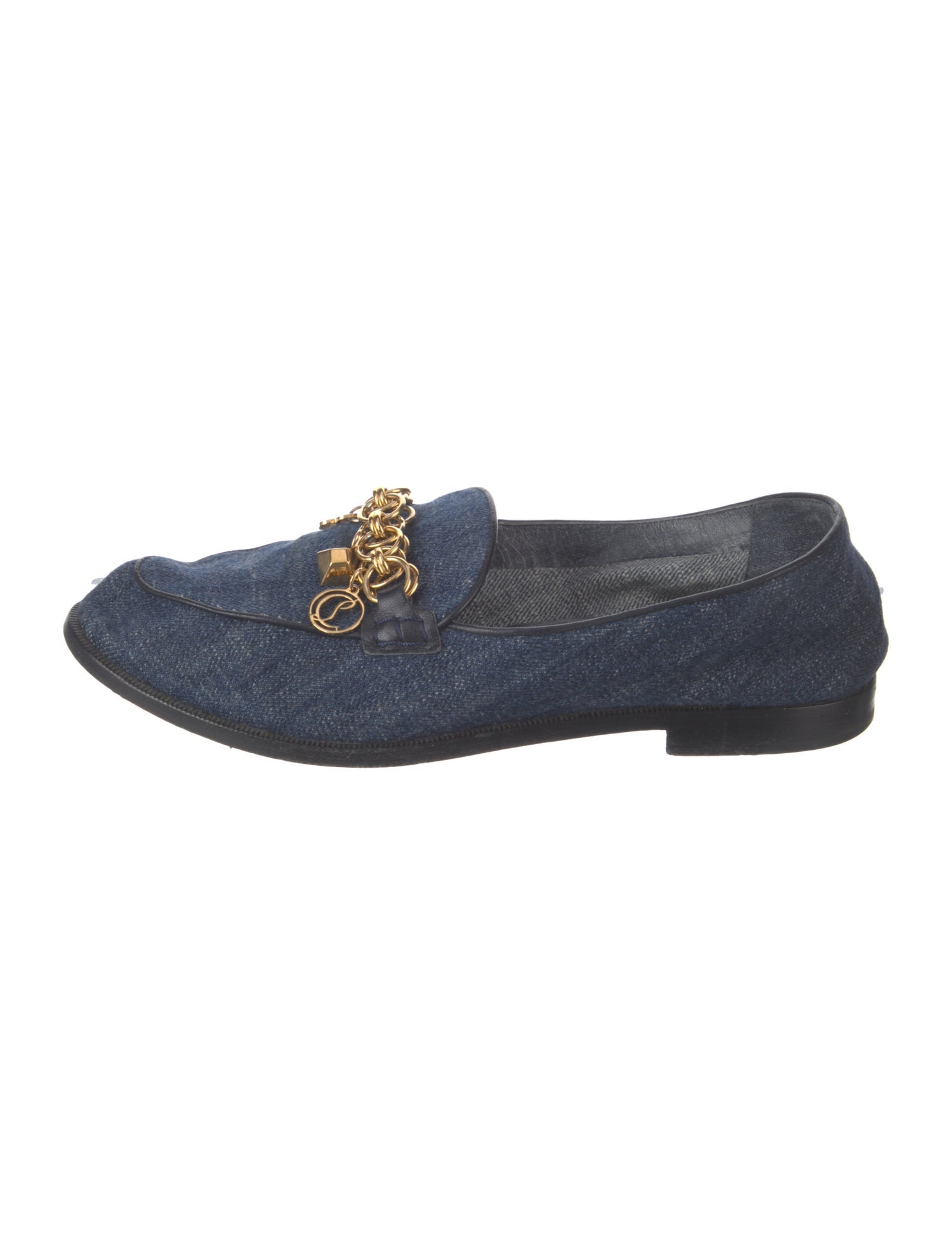 Christian Louboutin Denim Chain-Link Accents Loafers