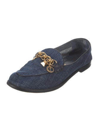 Christian Louboutin Denim Chain-Link Accents Loafers