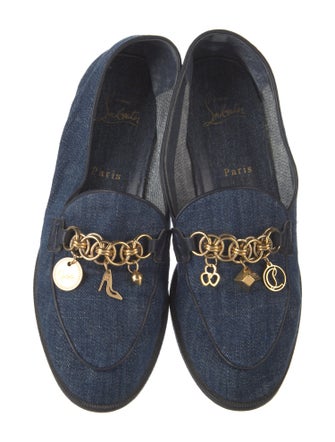 Christian Louboutin Denim Chain-Link Accents Loafers