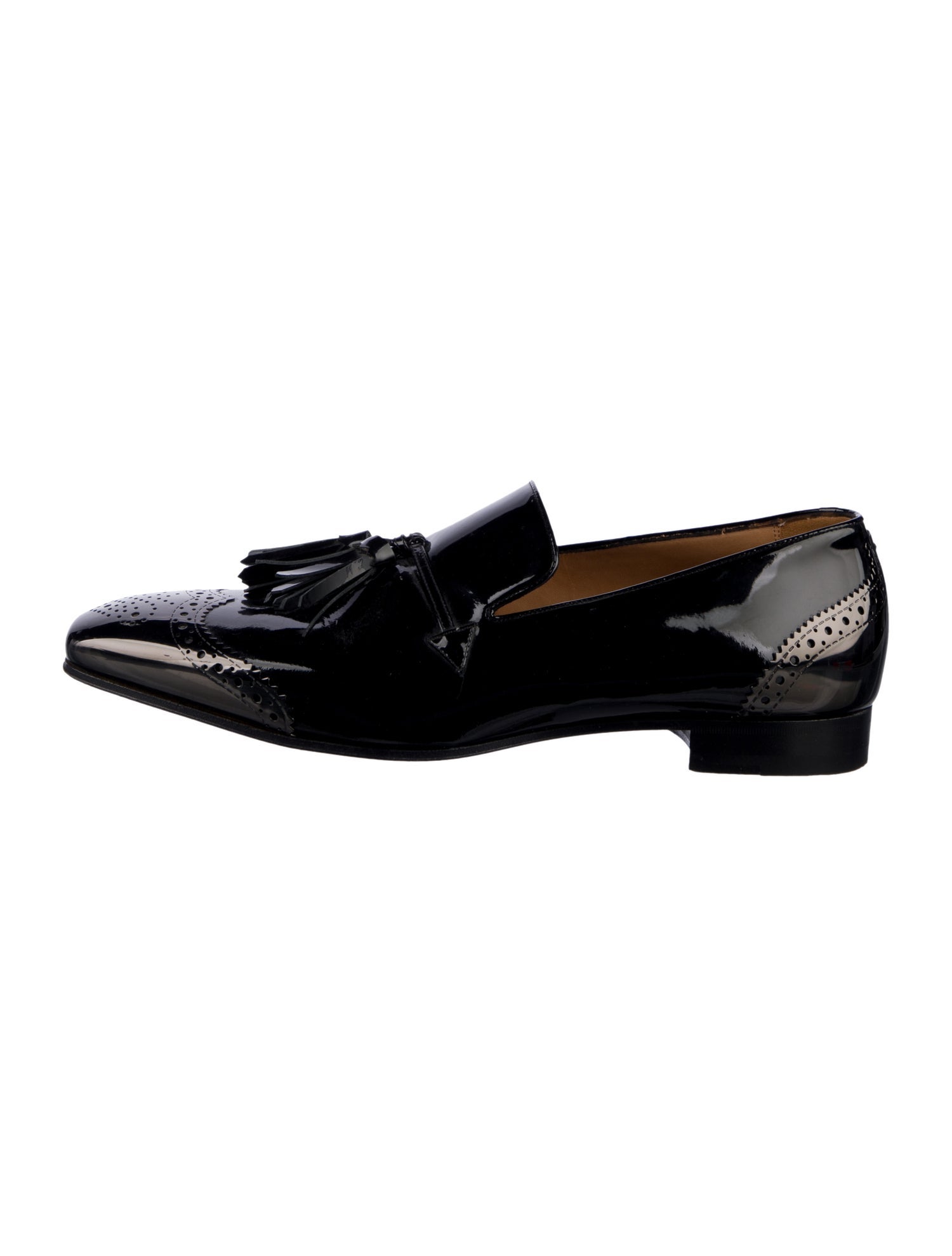 Christian Louboutin Patent Leather Tassel Accents Dress Loafers