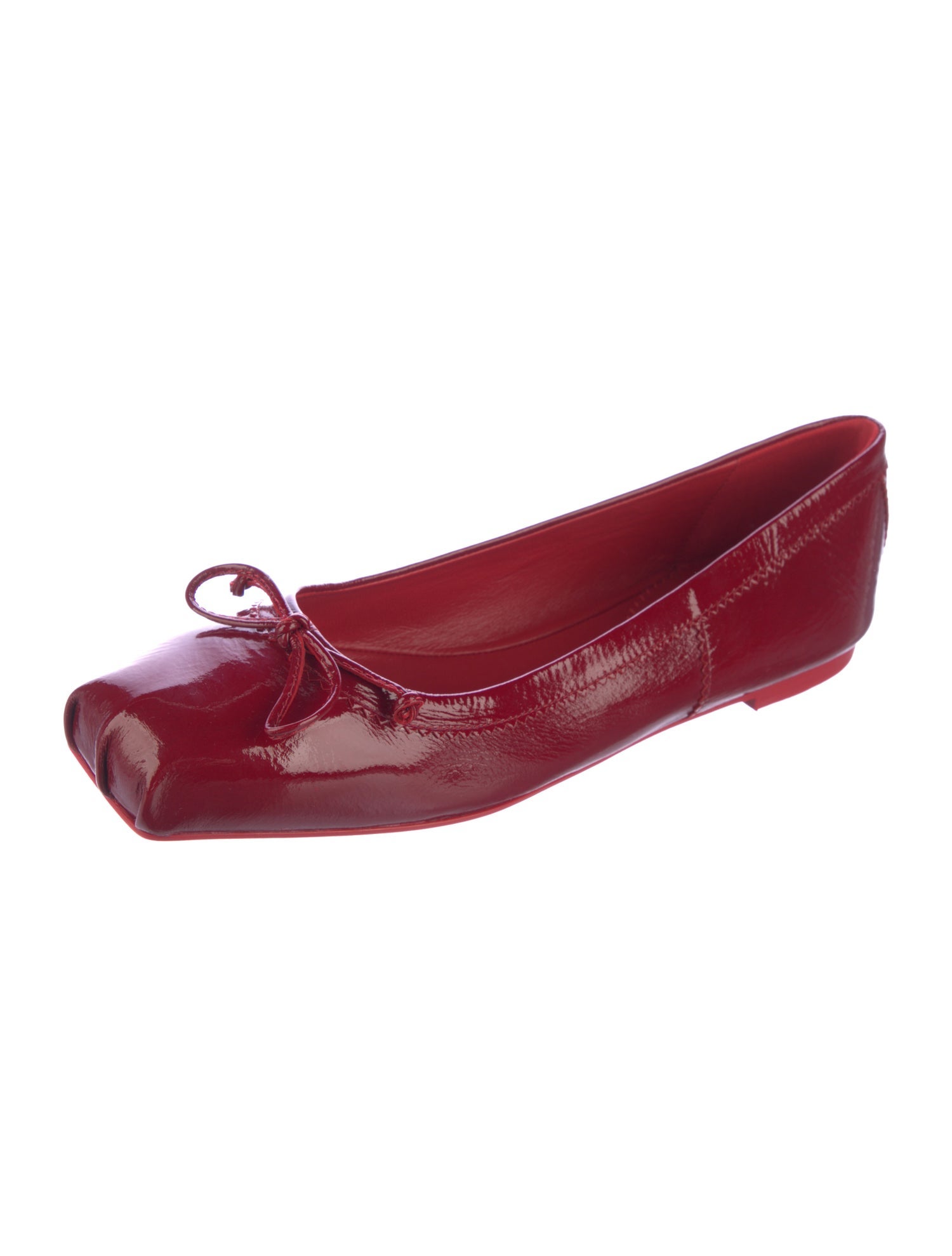 Christian Louboutin Patent Leather Bow Accents Ballet Flats