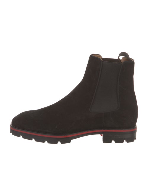 Christian Louboutin Suede Grosgrain Trim Chelsea Boots