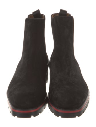 Christian Louboutin Suede Grosgrain Trim Chelsea Boots