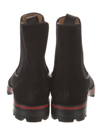 Christian Louboutin Suede Grosgrain Trim Chelsea Boots